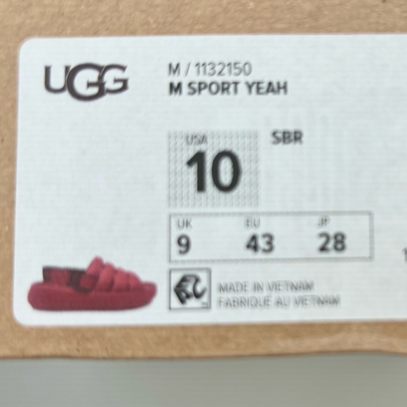 UGG RED MENS SPORT SLIDES NWT IN BOX SZ US10 - Picture 8 of 9